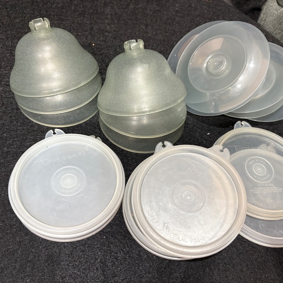 Vintage 6 TUPPERWARE Sheer Grey Dessert Pudding Cups #754 & Lids #733 - Picture 2 of 5